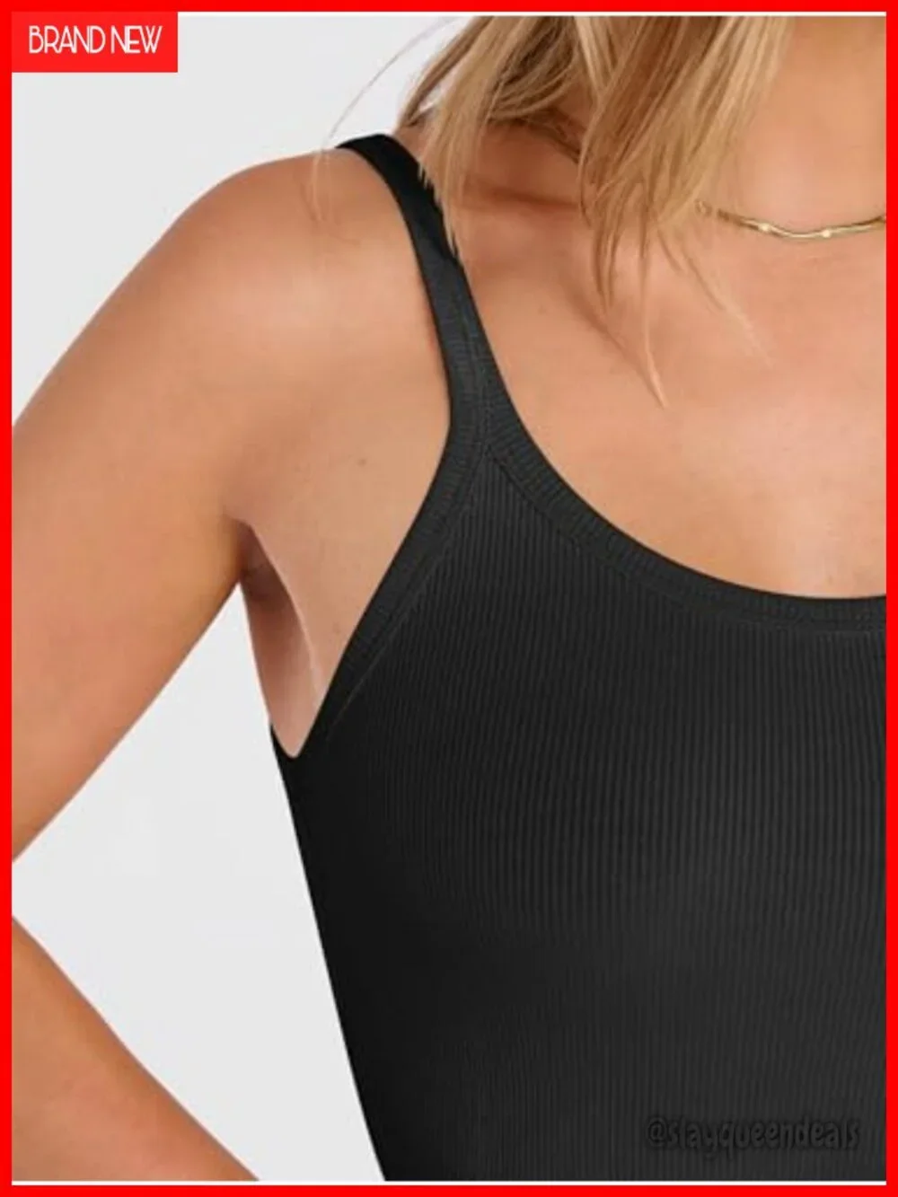Scoop Neck Sleeveless Ribbed Slim Tank Top for Women